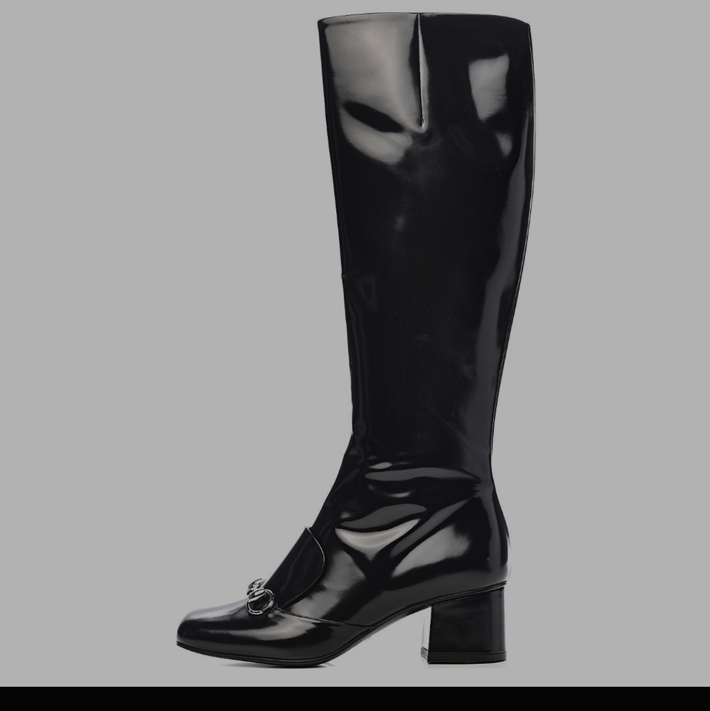GUCCI LILIAN EUC KNEE HIGH BLACK BOOTS WORN 1X SIZE 38.5 IN BOX